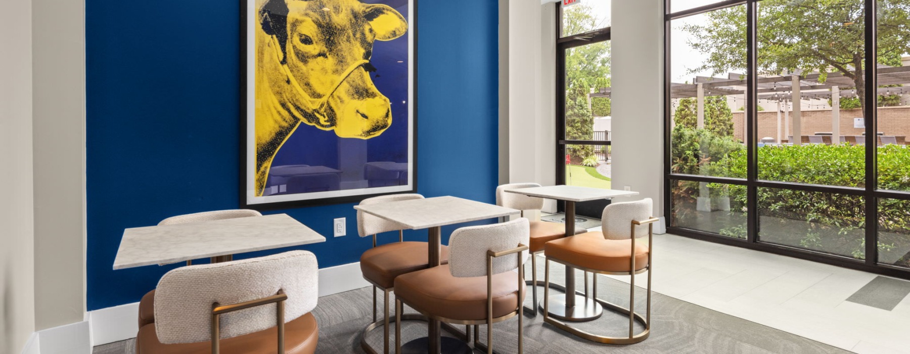 business center with large painting on wall