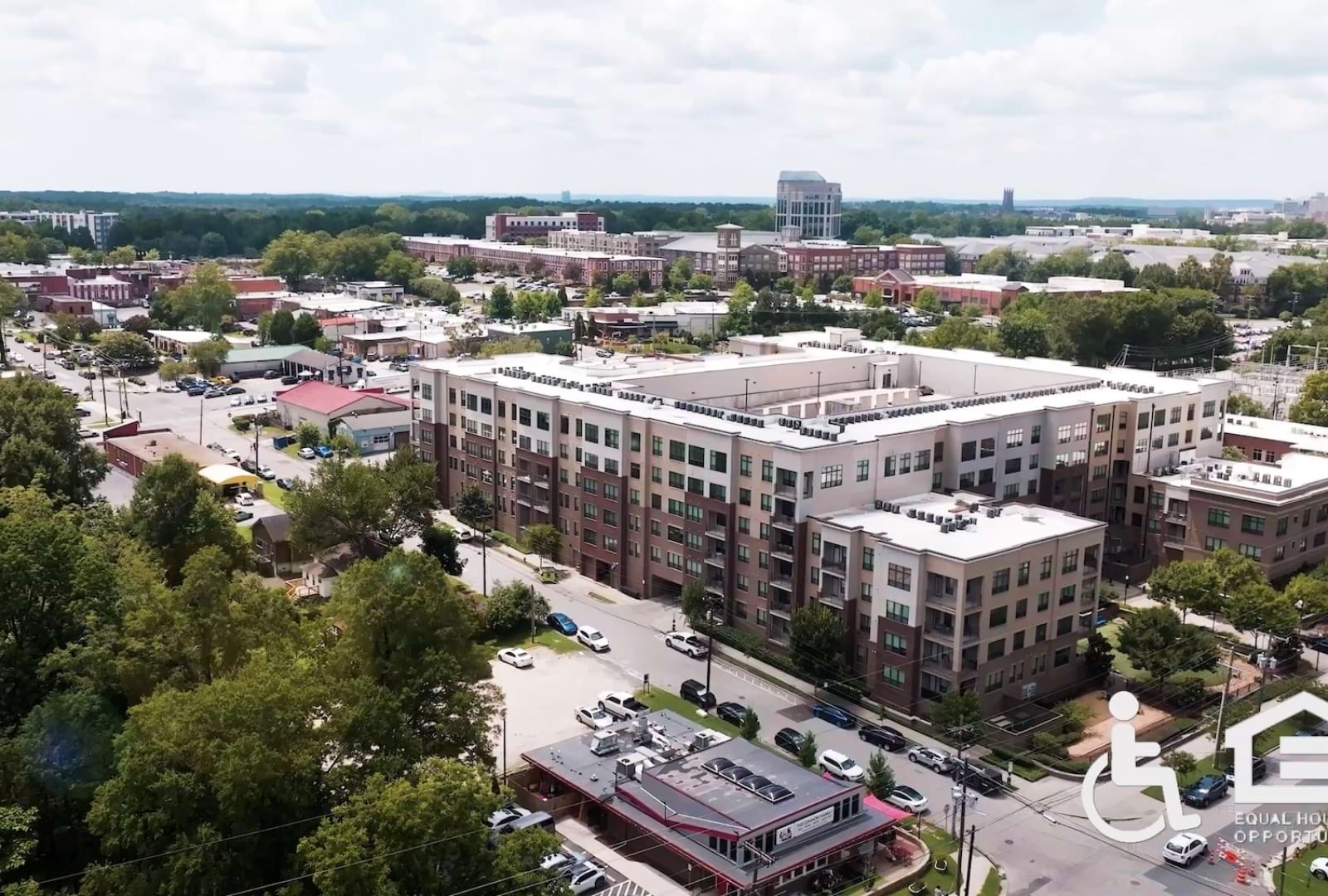 an aerial view of a neighborhood