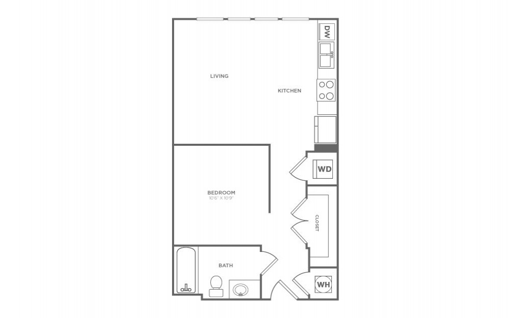 S1.2 - Studio floorplan layout with 1 bath and 518 square feet. (2D)